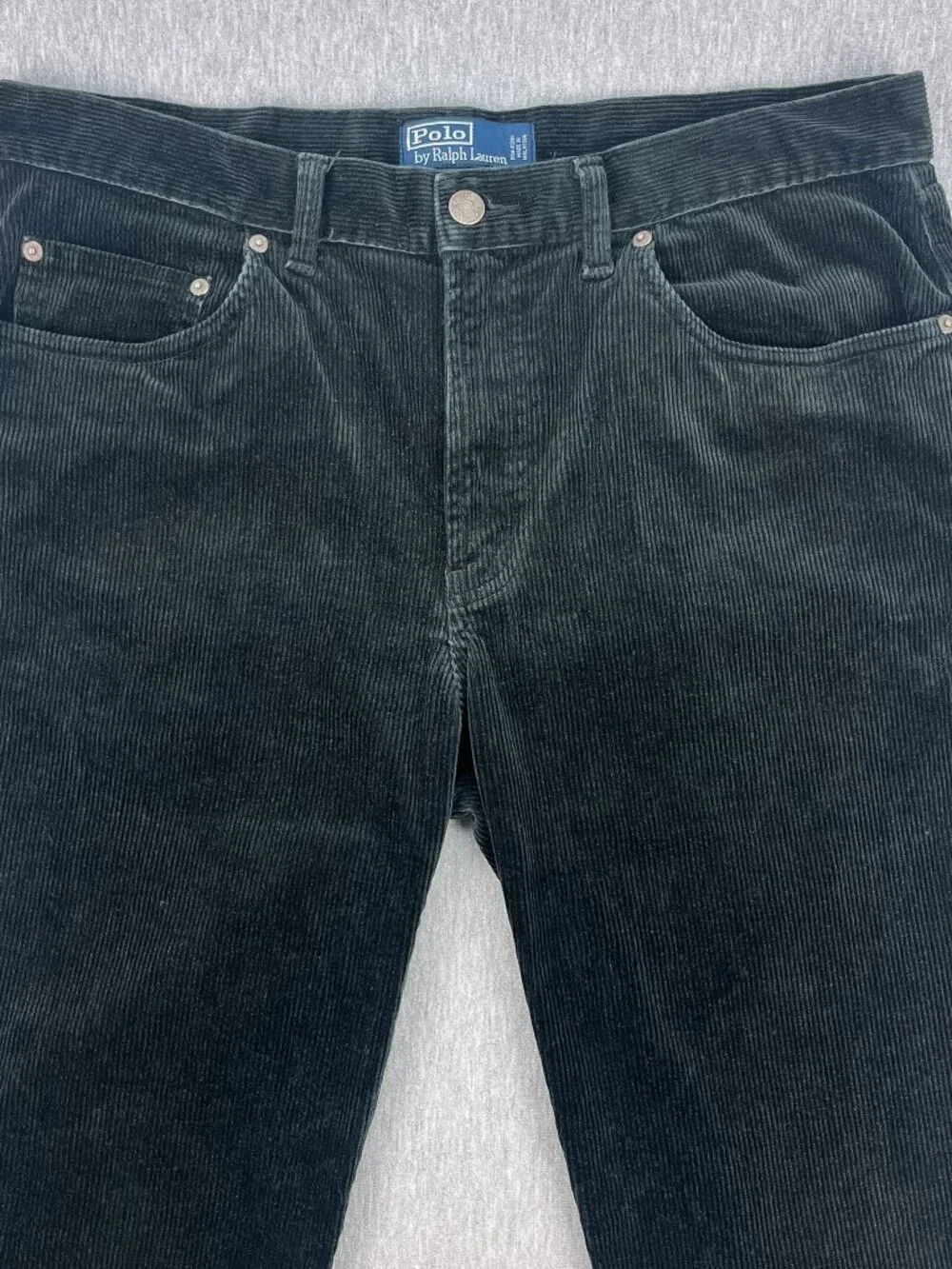 Vintage Polo Ralph Lauren Corduroy Pants Mens 34R (34x31) Black Wide Wale NICE